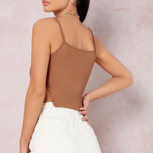 SHEIN ribbed self-tie side cropped cami top - Picture 2 of 4